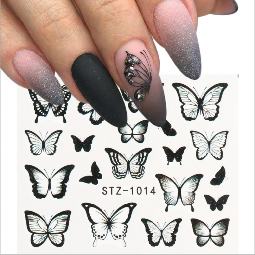 Hot Sale Classic Watercolor Big Butterfly Fashion Watermark Nail Sticker